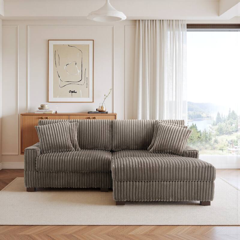 Modular Armchair and Ottoman Set with Adjustable Headrest, Flannel Upholstery