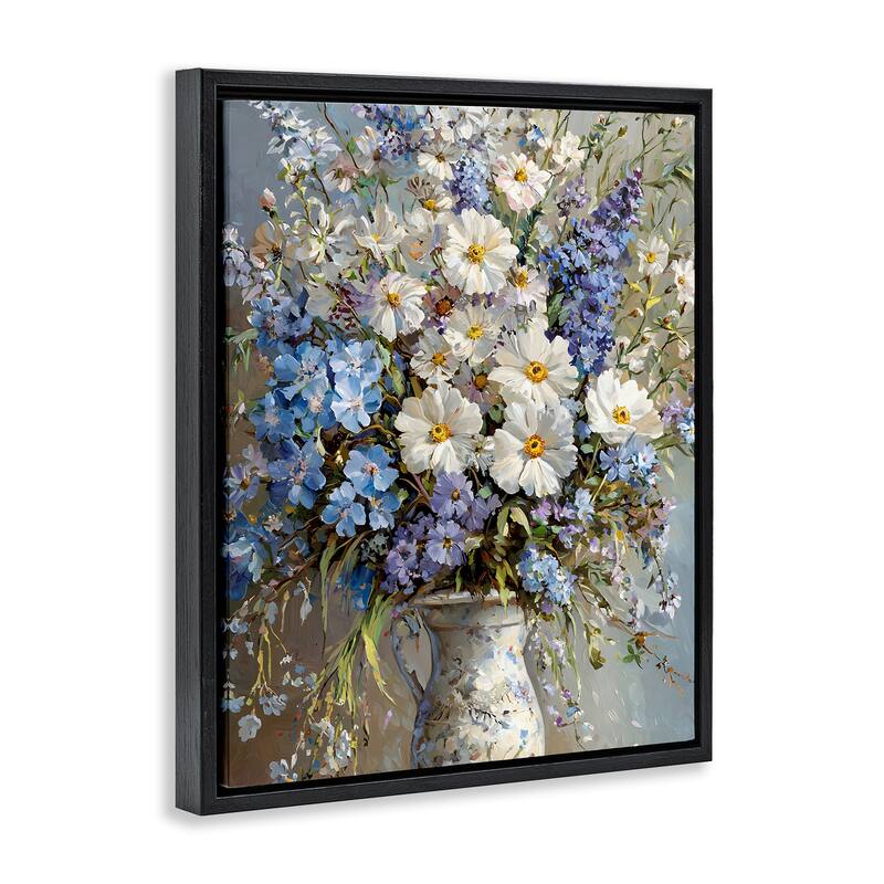 Stupell Flowers in Chinoiserie Vase Framed Floater Canvas Wall Art Design By Franklyn Gregory