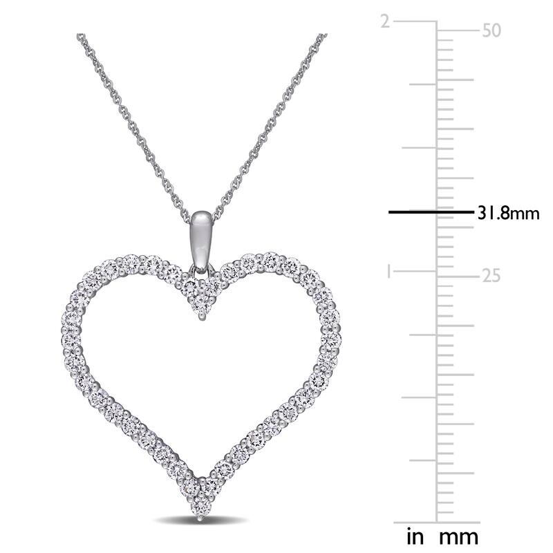 Miadora 1 1/4ct TW Lab Grown Diamond Open Heart Necklace 14k White Gold