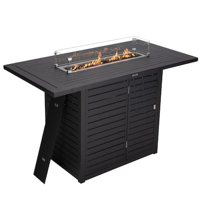 Rectangular Aluminum Fire Pit Bar Table with Lid Chelsea Series