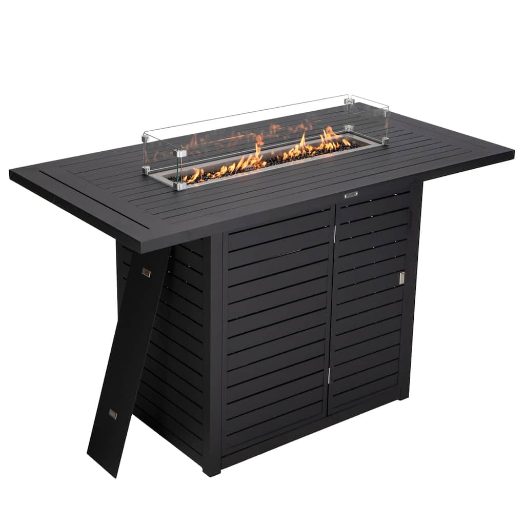 Rectangular Aluminum Fire Pit Bar Table with Lid Chelsea Series
