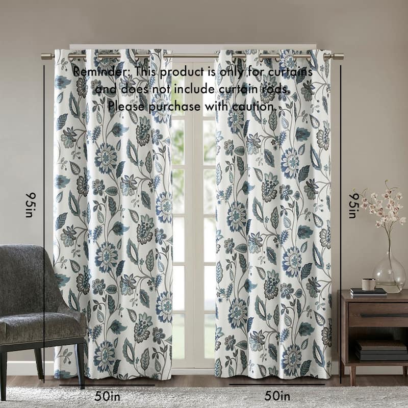 Jacquard Printed Room Darkening Curtain Panel - 95 Inches