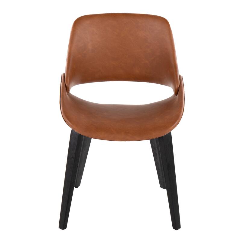 Carson Carrington Svellingen Dining Chair with Bent Wood Legs (Set of 2) - Camel Faux Leather/Black Wood