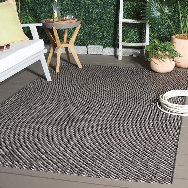 SAFAVIEH Courtyard Begajeta Indoor/Outdoor Waterproof Patio Backyard Rug. - 4' x 5'7" - Black/Beige