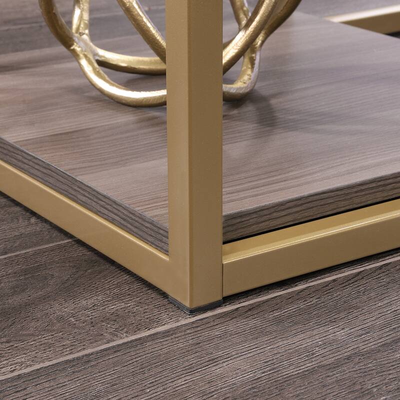 Wood L-Shaped Desk with Open Storage, Brown