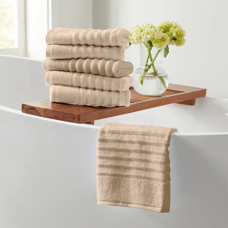Linery & Co. Combed Cotton Bath Towel Set - Hand Towel (Pack of 6) - Dune