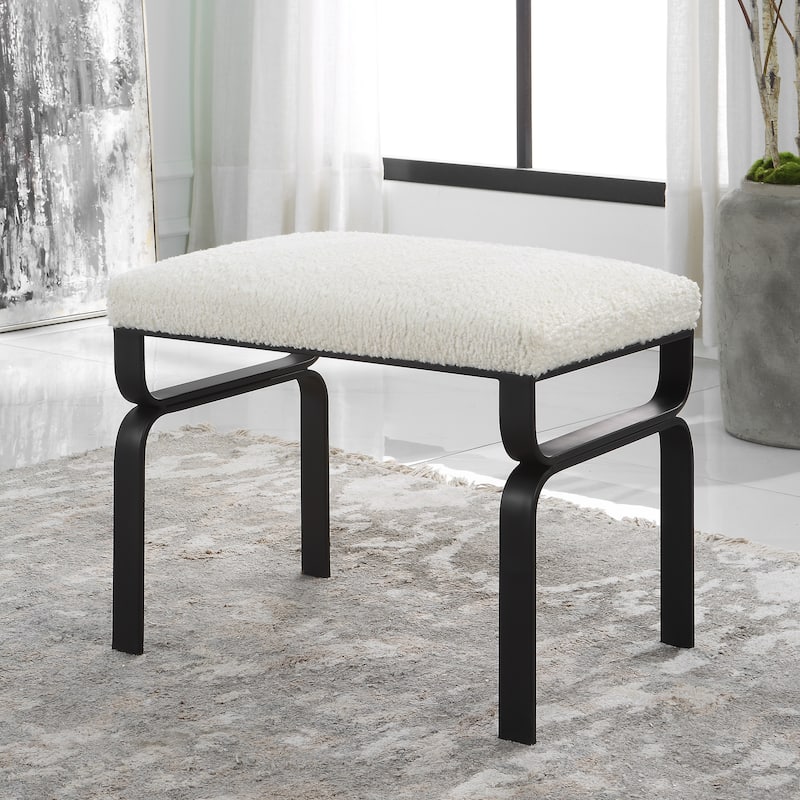 Uttermost Diverge White Shearling Small Bench - 22.75 W X 18.75 H X 15.125 D (in)