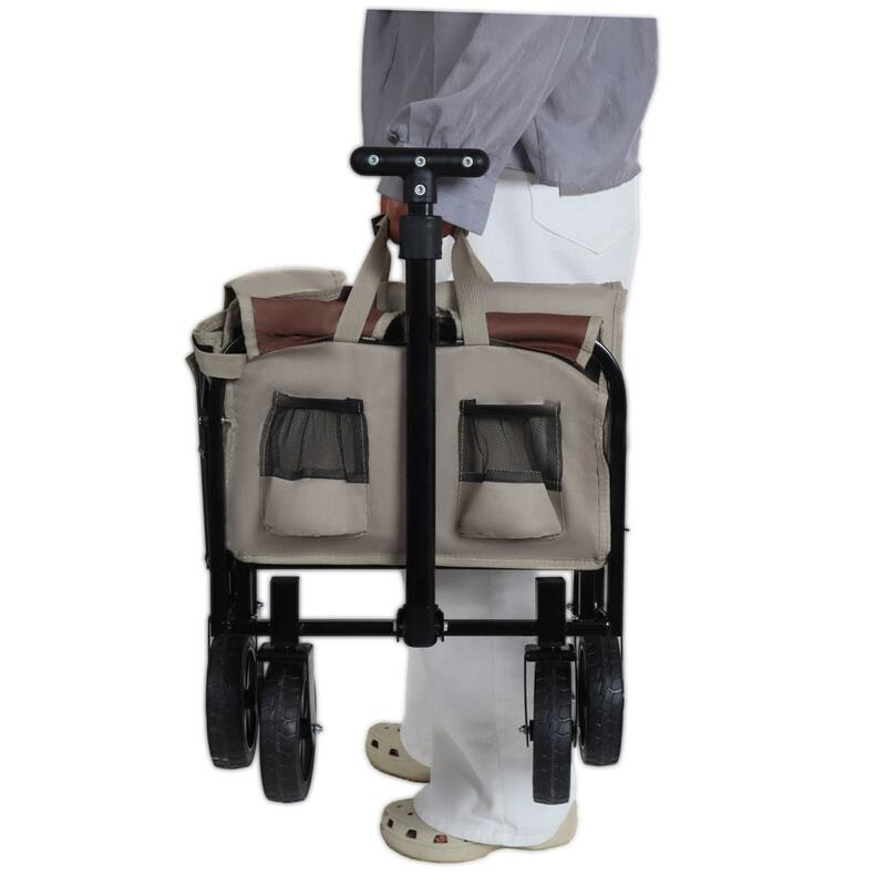 Convertible Steel Folding Camping Wagon Cart,Storage Compartment
