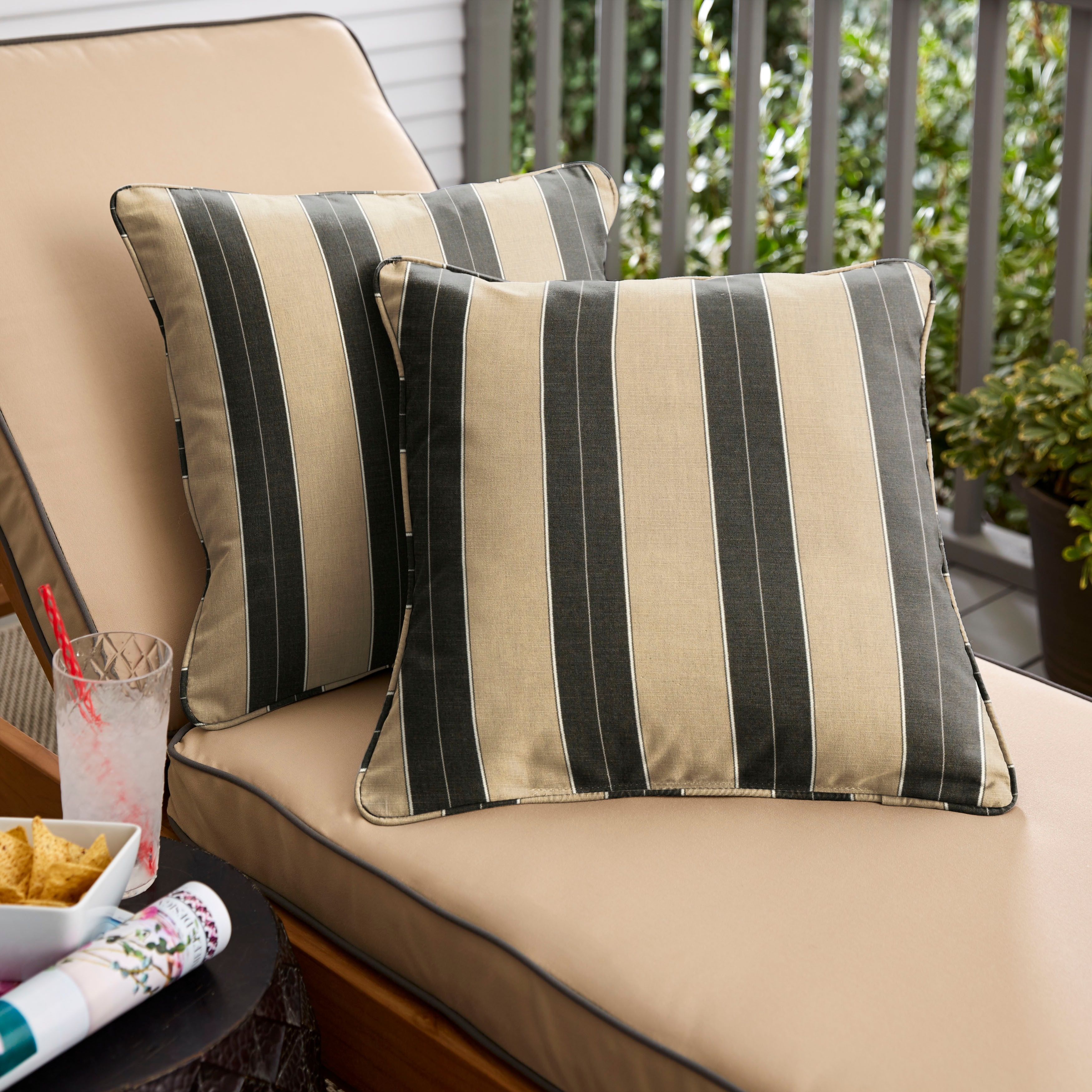 Sorra Home Sunbrella Berenson Tuxedo Corded Indoor/ Outdoor Pillow Set (Set of 2)