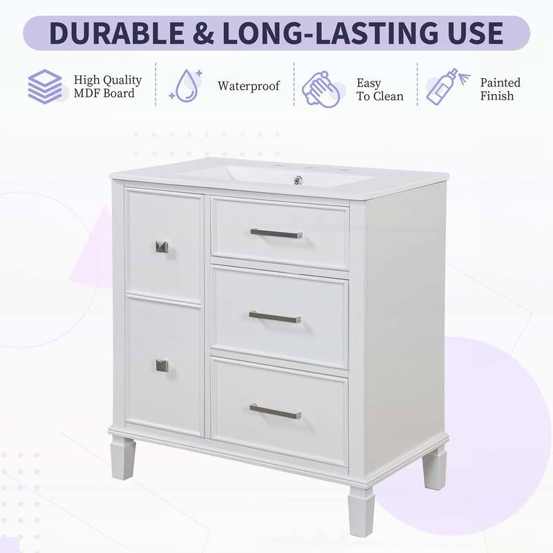 Freestanding Vanity Set with Drawers & One Flip Drawer