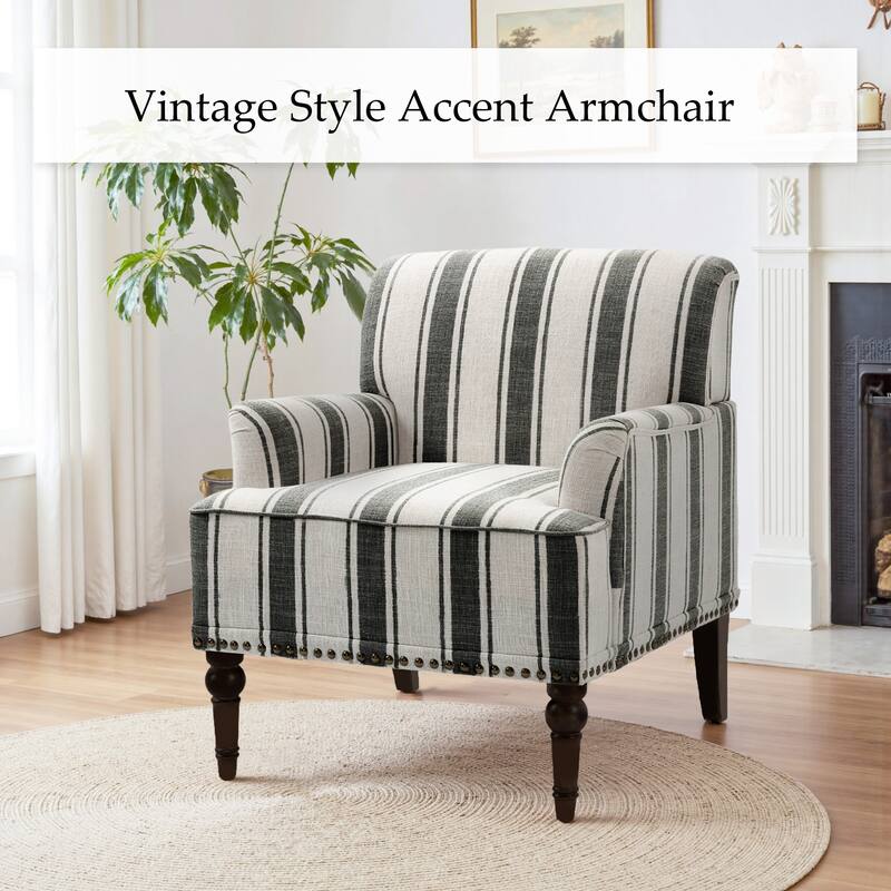 Vintage 29" W Patterned Striped Accent Chairs