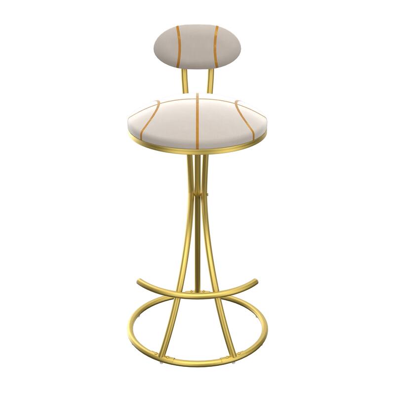 Set of 2 Round Bar Stools S-shaped Stripe