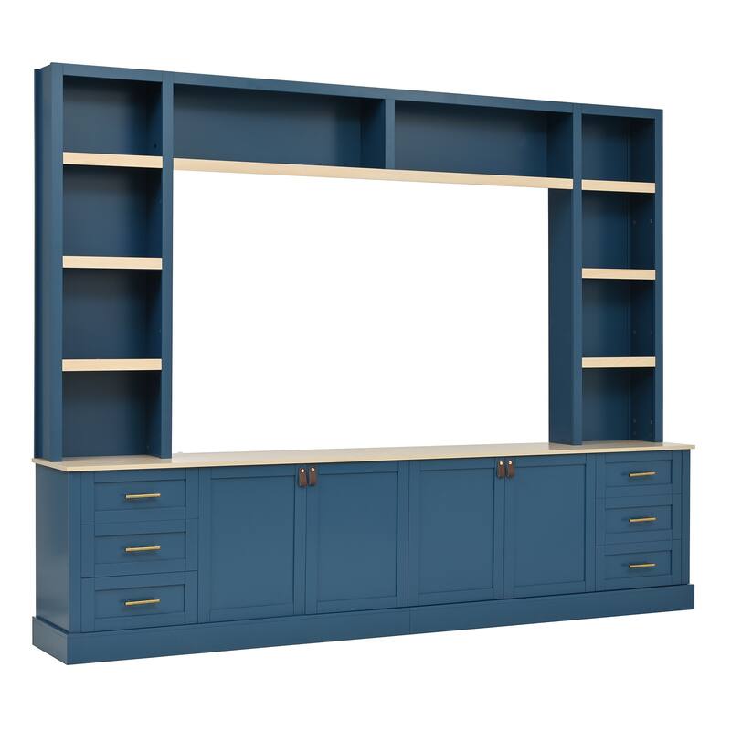 Modern 4-Piece Wall Unit Entertainment Center with Bookshelf for TVs Up to 75"