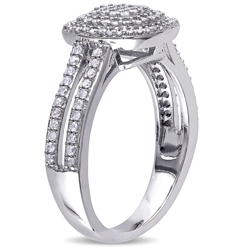 Miadora 1 7/8ct TDW Diamond Double Halo Ring Necklace Leverback Earrings Set Sterling Silver