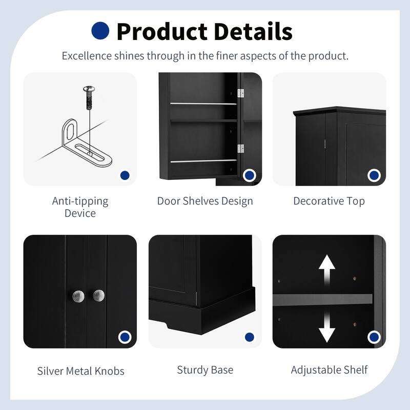 GDFStudio - Sebastian Tall Multi-Functional Bathroom Storage Cabinet with Integrated Hamper
