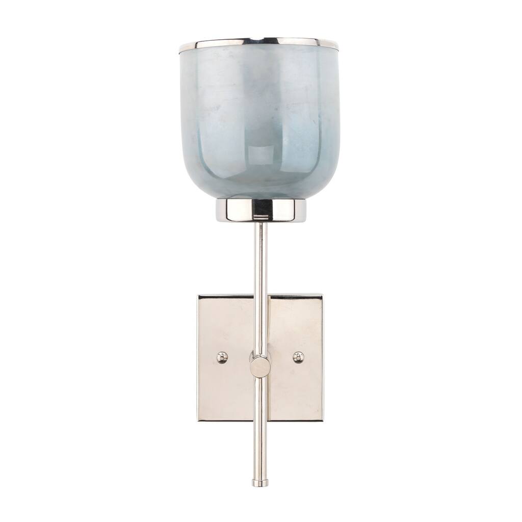 Abi 18 Inch Wall Sconce, Hand Blown Glass in Smooth Metallic Gray, 40W