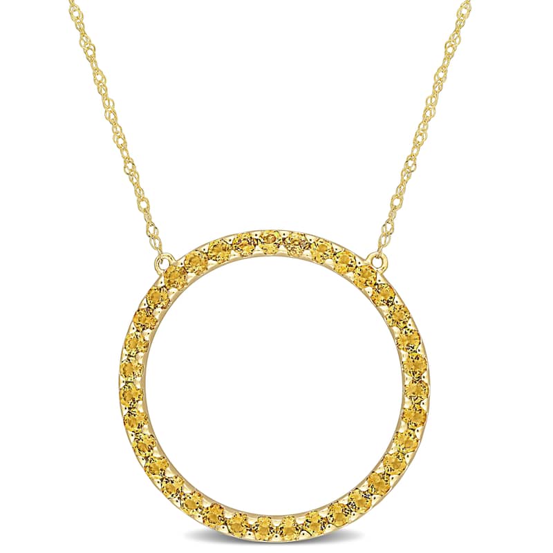 Miadora 10k Yellow Gold Citrine Circle of Life Birthstone Necklace - 25.7 mm x 17 inch x 25.7 mm - 25.7 mm x 17 inch x 25.7 mm