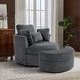 preview thumbnail 50 of 198, 41" W Oversized Accent Barrel Swivel Chair with Moon Storage Ottoman