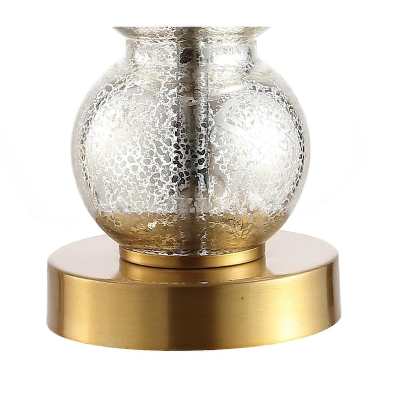 Wilson 21" Glass/Metal LED Table Lamp, White/Brass Gold by JONATHAN Y