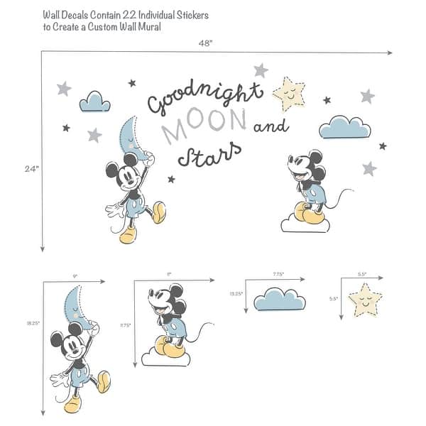 Lambs & Ivy Disney Baby Moonlight Mickey Mouse Blue/Black Wall Decals/Stickers