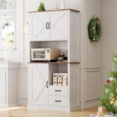 Pantry Cabinet with Drawers and Open Shelves