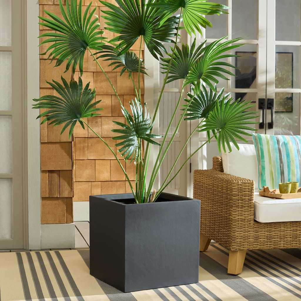 SAFAVIEH Outdoor Patio Furniture Marcy Low Wide Planter Pot with Drainage - 20"W x 20"D x 20"H