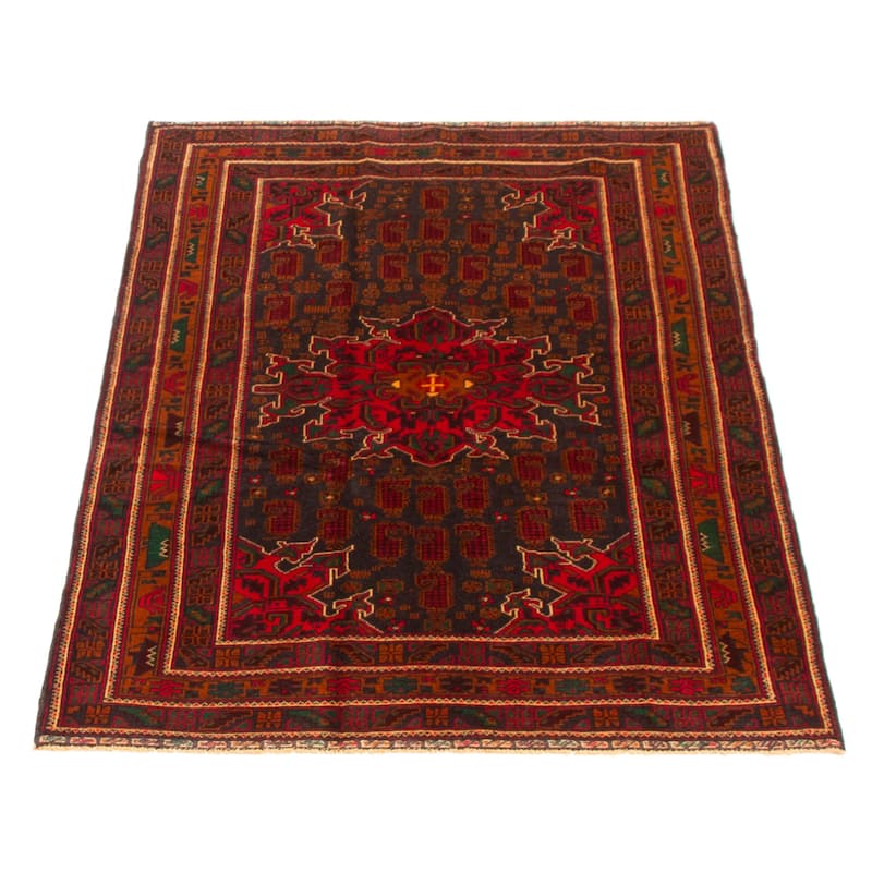 Teimani Black, Red Rug 3'11" x 6'1" - 3'11 x 6'1