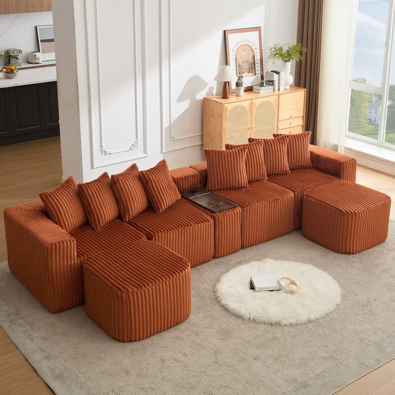 Boneless Modular Sofa with USB, Wireless Charging & Coffee Table Board