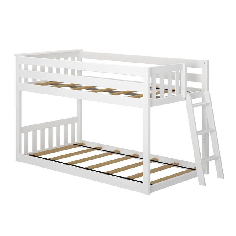Max and Lily Twin over Twin Low Bunk Bed with Ladder on End