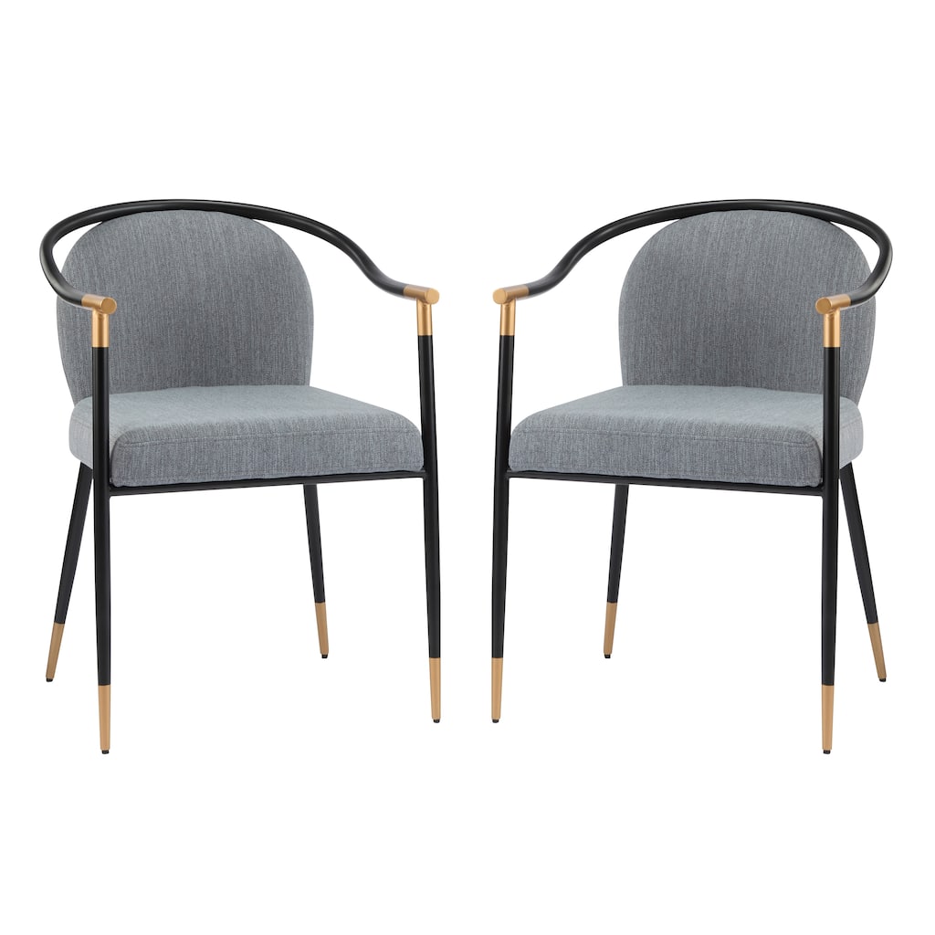 Elegant Upholstered Dining Chair Set of 2 Grey Kitchen Chair Leisure Chair Lounge Chair with Iron Legs