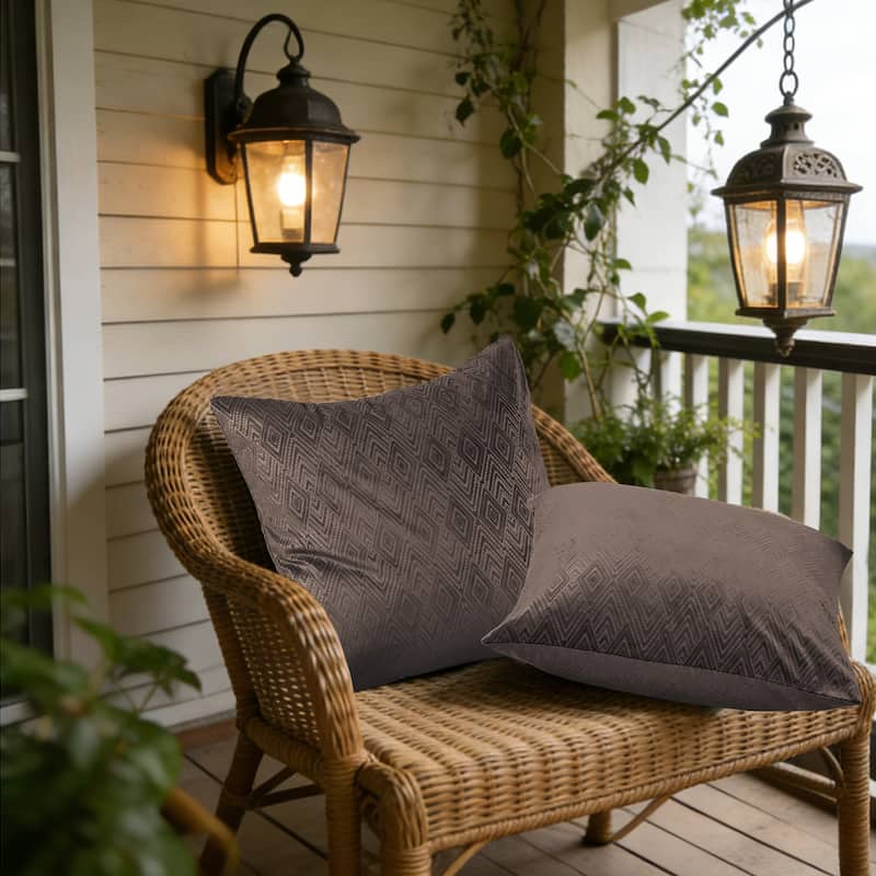 Tonopah Ikat Velvet Throw Pillow Cover Set, NO INSERT - 26" x 26" - Carafe