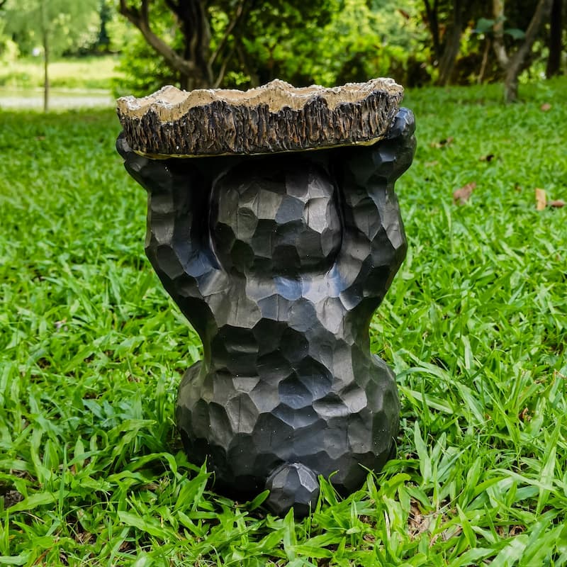 Sitting Bear Outdoor Patio Bird Bath - 12.25"