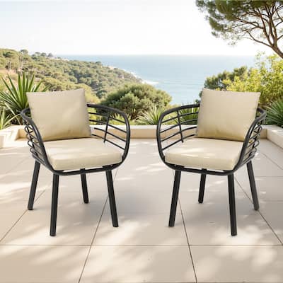 Outdoor Patio Aluminum Dining Chairs with Sunbrella Fabric Cushion - see picture