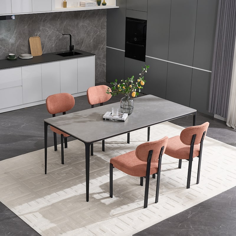 Modern Curved 2 Piece Kitchen Dining Chairs with Cushions, Backrest, Metal Legs for Dining Room Kitchen Living Room Bedroom