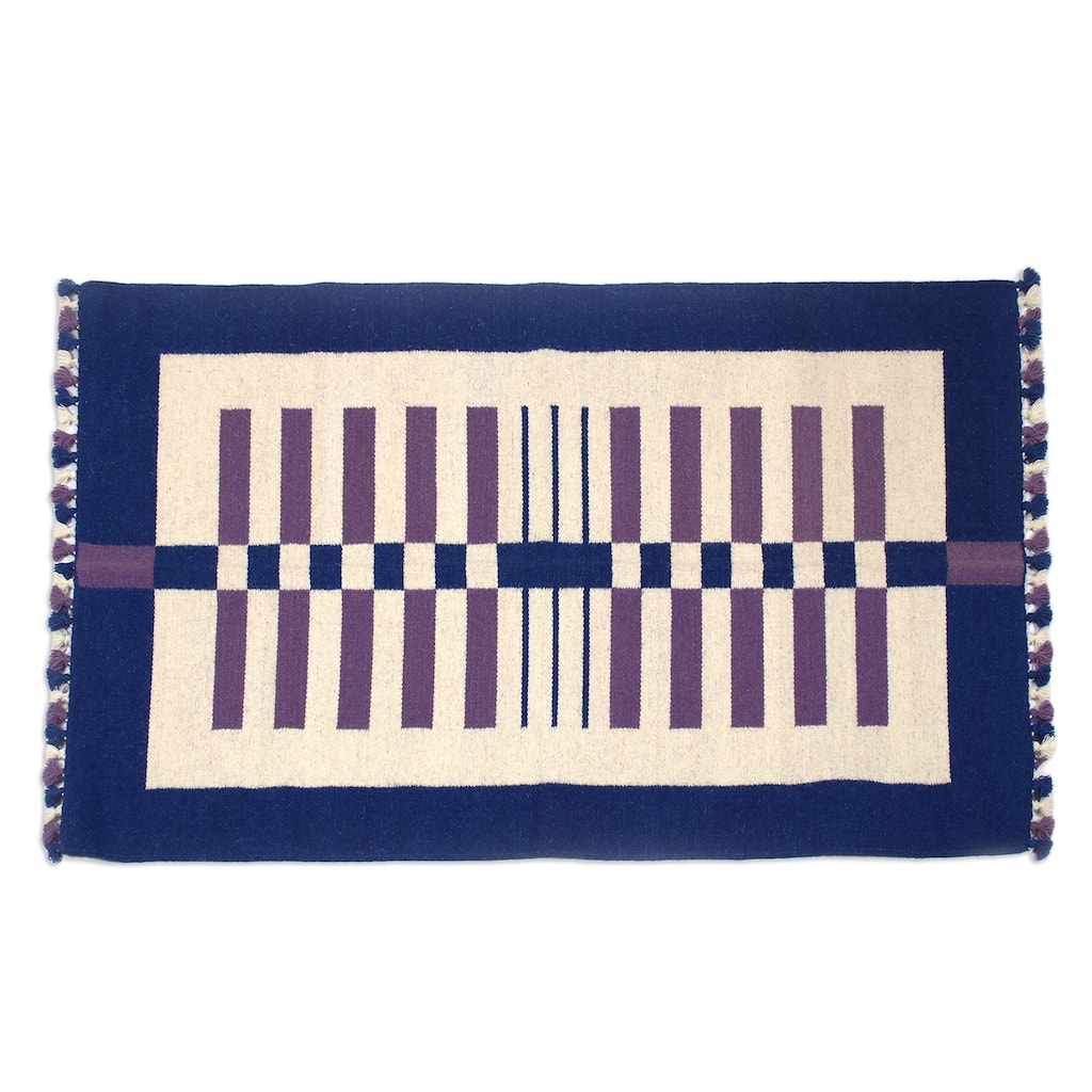 Novica Handmade Playful Lines Wool Area Rug (3X5) - 2' x 6' Runner