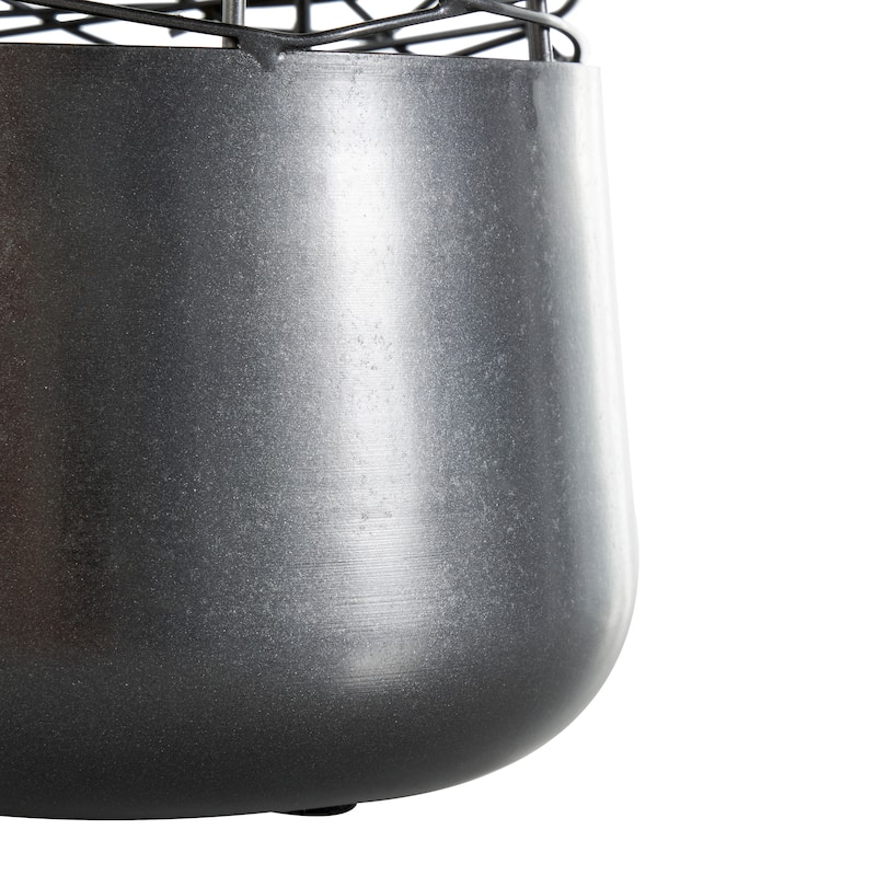 Black Metal Intertwined Wire Abstract Vase with Solid Matte Base