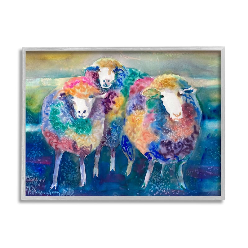Stupell Fun Cute Bold Rainbow Farm Sheep Design Framed Wall Art - Multi-Color