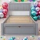 preview thumbnail 1 of 16, Twin Size Platform Bed with Under-bed Drawer, Gray Grey