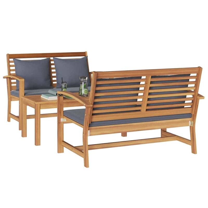 vidaXL Garden Sofa Set Natural Solid teak wood - 37 x 18 x 16