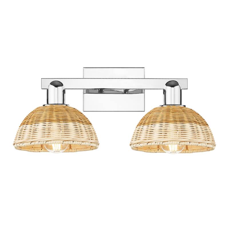 Innovations Lighting Downtown Urban - Natural Ballston Dome - 2 Light 16" Bath Vanity Light with Basketweave Shade