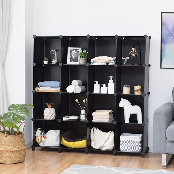 Gymax 16 Cube Storage Organizer Plastic Organizer Units 49.5 X