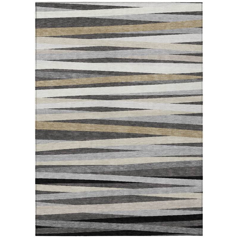 HomeRoots Striped Transitional Rectangle Outdoor Rug
