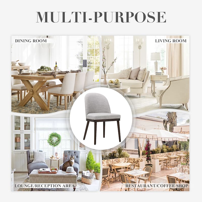 Upholstered Fabric Dining Chairs with Curved Backrest