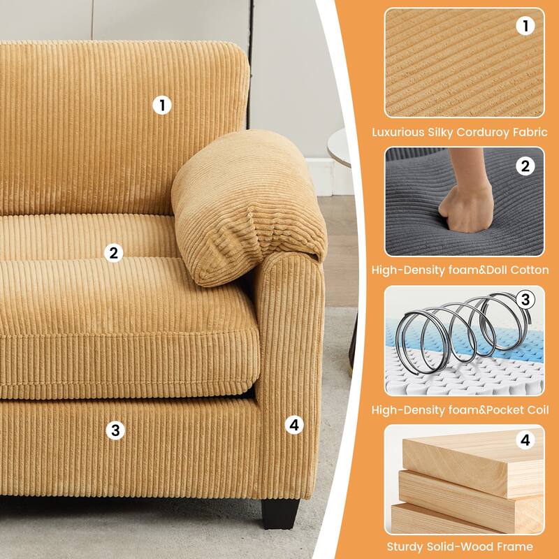 Corduroy Loveseats, Soft, Comfortable & Pet-Friendly