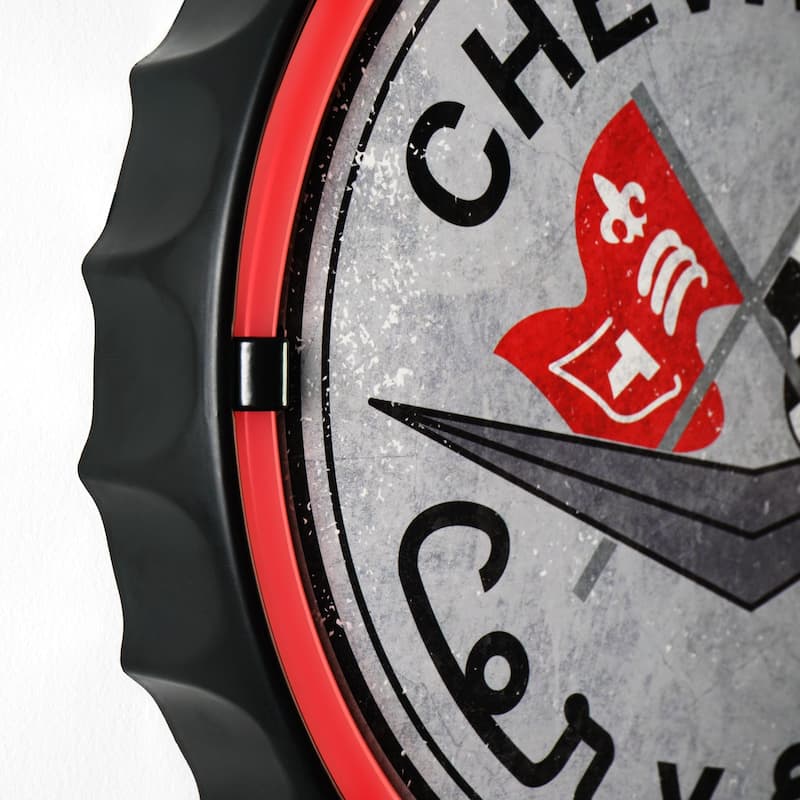 Licensed Chevrolet Bottle Cap Shaped Neon LED Rope Wall Sign (12.5") - Red - 12.5" x 12.5"