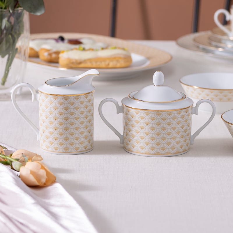 Trocadero Gold Sugar & Creamer Set