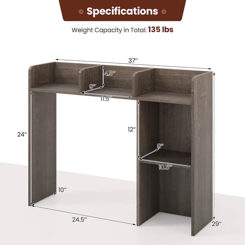 Costway Desk Bookshelf Desktop Storage Organizer Display Shelf Rack