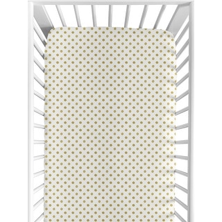 Sweet Jojo Designs Gold and White Polka Dot Watercolor Floral Collection Fitted Crib Sheet