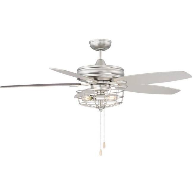 Bellevue 52" Industrial Ceiling Fan - Light Kit Included - Brushed Nickel