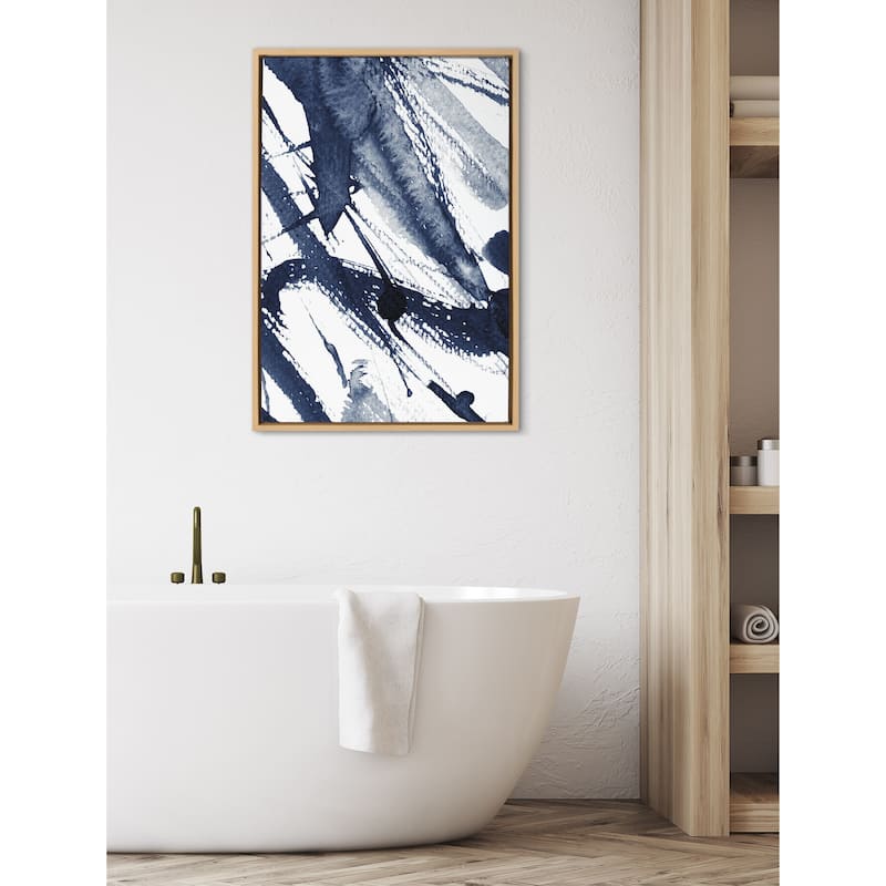 Kate and Laurel Sylvie Indigo Framed Canvas by Amy Peterson Art Studio